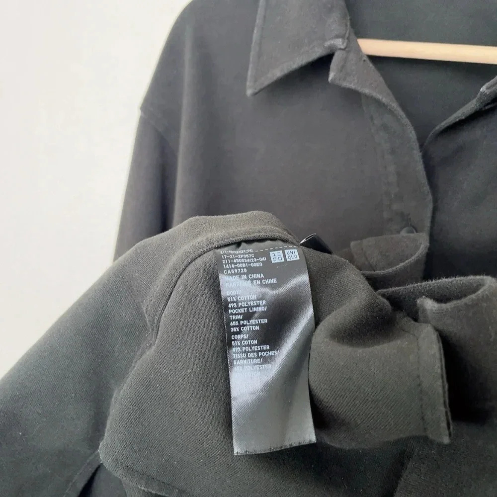 Uniqlo Womens Medium Dark Olive Brush Jersey Button Oversized Shirt - Picture 12 of 15